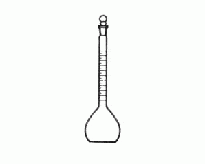 Balão volumétrico, "classe A", tipo Cássia, com gargalo graduado 10 ml
